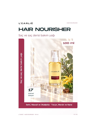 L'carlıe Hair Nourisher Bitkisel Saç Bakım Yağı 100 Ml