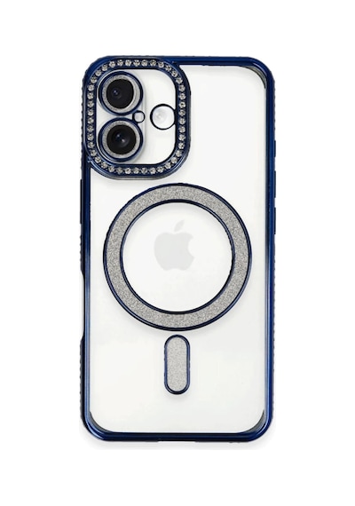 Apple İphone 16 Uyumlu Kılıf Joke Simli Magneticsafe Kılıf - Lacivert