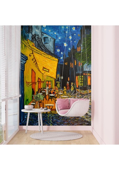 Vincent Van Gogh Cafe Terrace At Night Poster Duvar Kağıdı Renkli