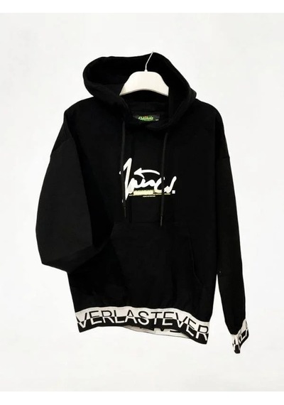 Ekkokids Çocuk Kapüşonlu Kind Yazılı Sweatshirt-14820 Siyah