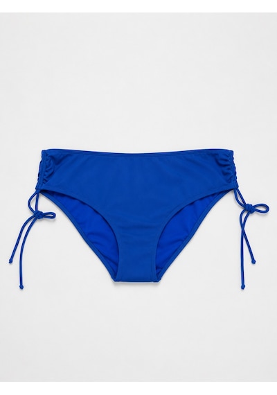 İpli Yan Bağlamalı Desenli Bikini Altı Saks