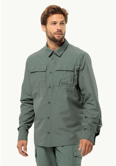 Jack Wolfskin Barries L/s Erkek Gömlek-1404101 Yeşil