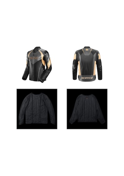 Motoanl Motosiklet Montu 4 Mevsim Deri Ve Maxdura Kumaş Racing Mont Pu Leather Black-gold