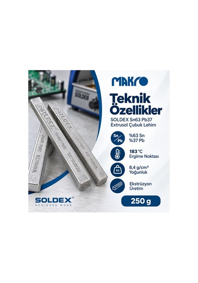Soldex Sn63 Pb37 Extrusol Çubuk Lehim 250 Gr Kalay Kurşun Alaşımlı