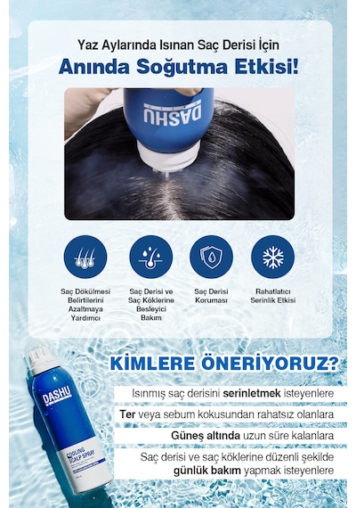 Serinlik Hissi Veren Ve Dökülme Karşıtı Bakım Sunan, Fırça Başlıklı Saç Spreyi Dashu Cooling Sprey