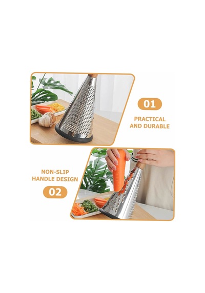 Bambu Saplı Konik Rende 3 Fonksiyonlu Doğrama - 27 Cm Çelik Diğer