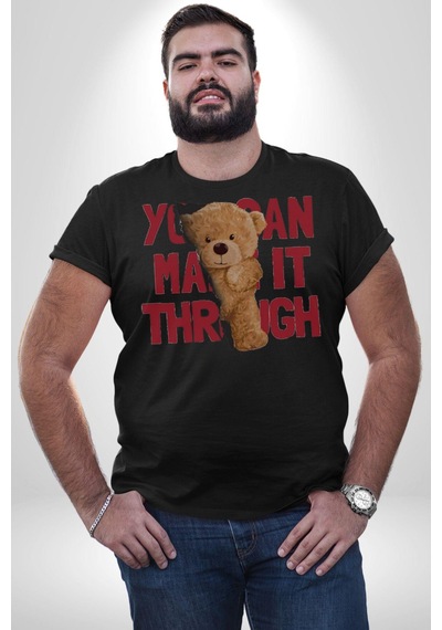 Bunu Alabilirsin Çantadan Çıkan Ayı Unisex Unisex Siyah Organik Baskılı T-shirt Penye Yüksek Kalite Siyah