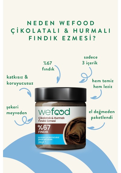 Çikolatalı Hurmalı Fındık Ezmesi Katkısız 200 Gr