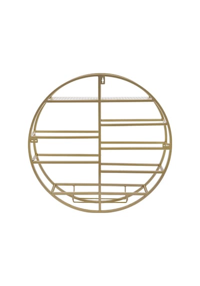 Gold Metal Daire Şaraplık Duvara Monte Daire Metal Şarap Rafı Kadehlik