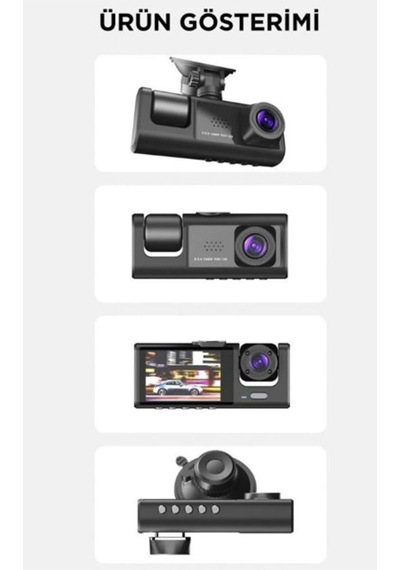 Araç İçi 1080p 3 Kameralı Lcd Ekranlı Gece Görüşlü , G-sensör , Geri Görüş Kamera 33508152