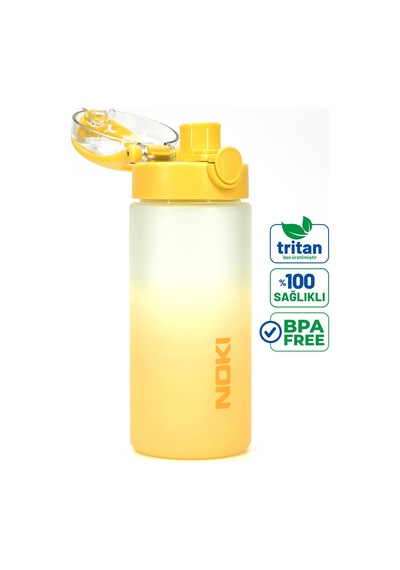 Su Matarası Tritan Geniş Ağız Su Şişesi Gradyan Spor Matarası Suluğu Bpasız 500 Ml Sarı 0109 Sarı