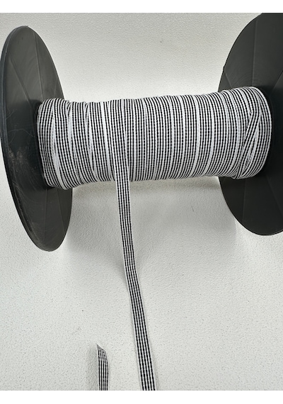 1 Cm Çizgili Şerit-5 Metre-beyaz/siyah