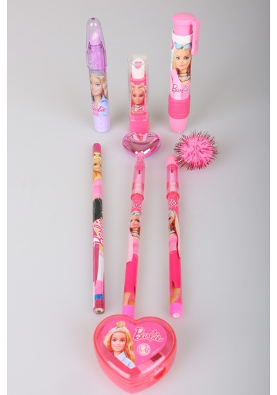 X Dekomus Lisanslı Barbie 7 Parça Kırtasiye Seti Ponpon Başlıklı Geçmeli Kurşun Kalem,roket Silgi,kalpli Kalemtraş Diğer