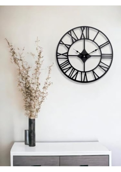 Dm30 Serisi Roma Rakamlı Metal Duvar Saati Siyah 30 Cm 0240-keçe-şekilli-48cm