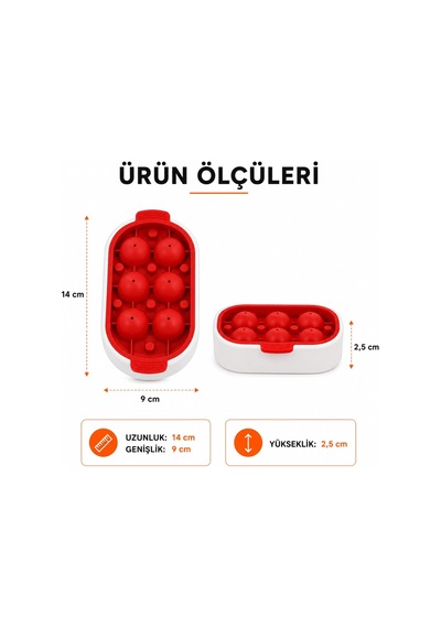 2 Adet Silikon Kapaklı Küre Buz Kalıbı, 6 Hazneli Yuvarlak Buzluk, Kolay Çıkarılabilir Büyük Buz Topu Kalıbı, Sızdırmaz Kapaklı Plastik Buz Kabı Çok Renkli