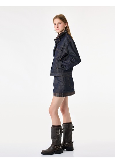 Koton Normal Bel Düğmeli Cepli Pamuklu Ekose Katlı Mini Denim Etek Raw 7wal70018md 63x Koton Normal Bel Düğmeli Cepli Pamuklu Ekose Katlı Mini Denim Etek Raw 7wal70018md 63x