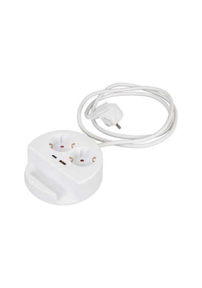Güncelçarşı 2'li Telefon Standlı Grup Priz 1x Usb, 1x Type-c Girişli Topraklı Çoklu İkili Priz 1.5 Metre Kablo Uzunluğu, Priz Çoğaltıcı 3680 Watt 16 Amper, Usb Type-c Çıkış 5 Volt 2.4 Amper 12 Watt