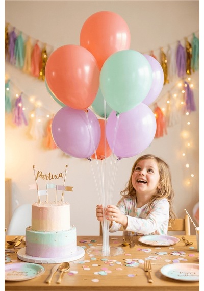 7 Li Şeffaf Balon Standı 70 Cm Masa Üstü Balon Tutucu