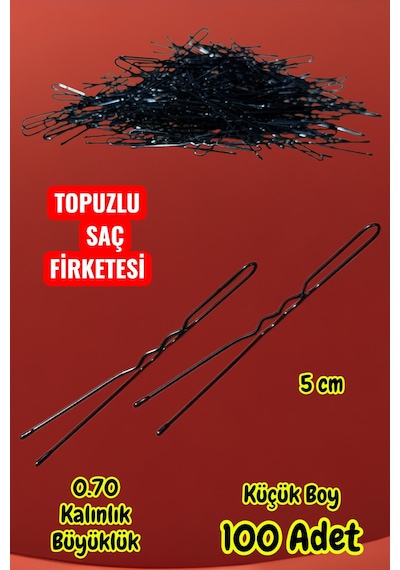 Technow Siyah 5 Cm Küçük Topuzlu Saç Firketesi Toka 0.70 Siyah 100 Adet Siyah