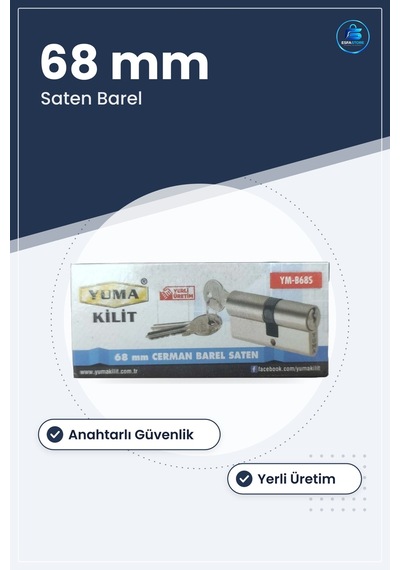 Cerman Barel 68 Mm Saten Kilit Silindiri Kapı Kilidi Ev Ofis Güve