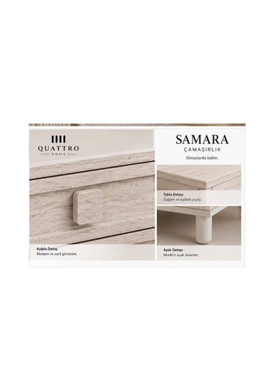 Samara Çamaşırlık Şifonyer Krem - Gri