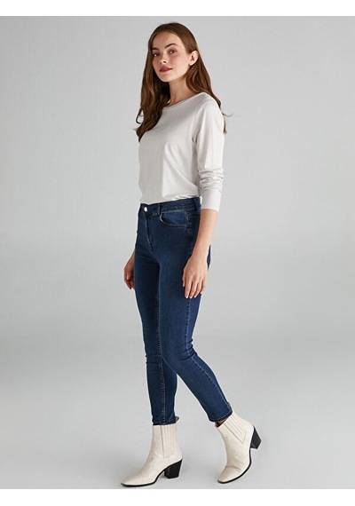 Faik Sönmez Yüksek Bel Bilek Boy Skinny Jean Pantolon 00030 001