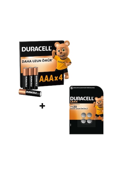 Duracell Basıc Aaa İnce Alkalin Kalem Pil 4'lü Paket & Duracell Lr44 Alkalin Özel Pil 4'lü Paket