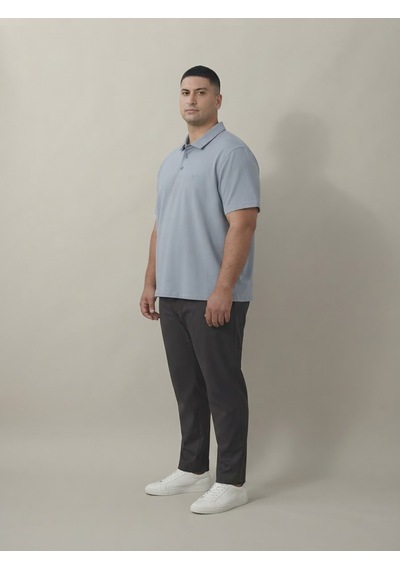 Maccali Erkek Lila Büyük Beden Bol Basic Polo Yaka Tişört
