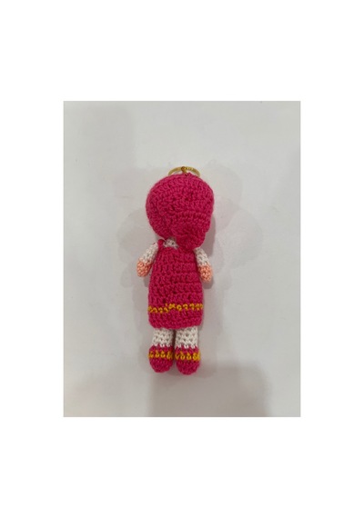 Amigurumi El Örgüsü Pembe Kız Bebek Anahtarlık Pembe Pembe