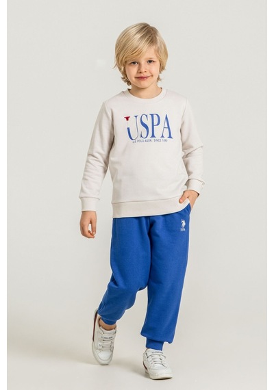 U.S. Polo Assn. Erkek Çocuk Baskılı Beyaz Uzun Kol Eşofman Takımı Us2612-c-v3 Us2612-c-v3