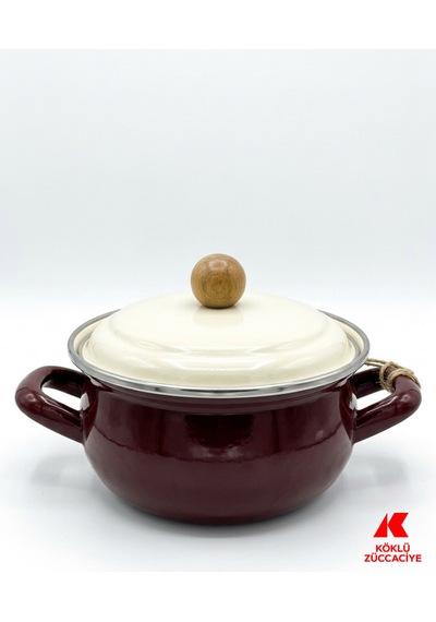 Emaye Mini Tencere Bordo