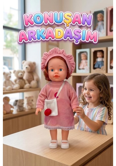 50cm Türkçe Konuşan Oyuncak Ezgi Bebek Kafası Kolları Ve Bacakları Et Bebek Gövdesi Sert Plastik Pembe
