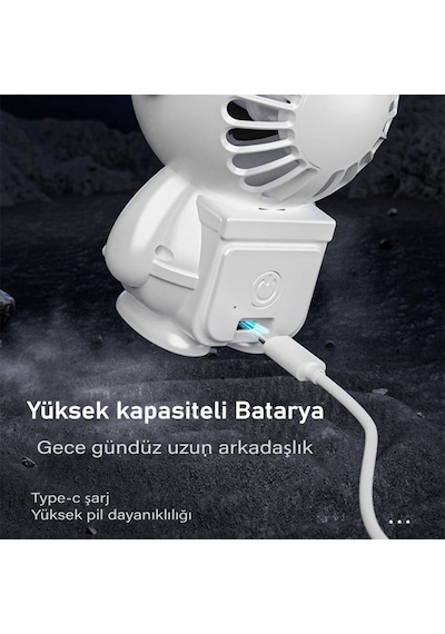 Ally Sarjli Astronot Fan Vantilatör Tasinabilir El - Masa Üstü Vantilatör 1500mah