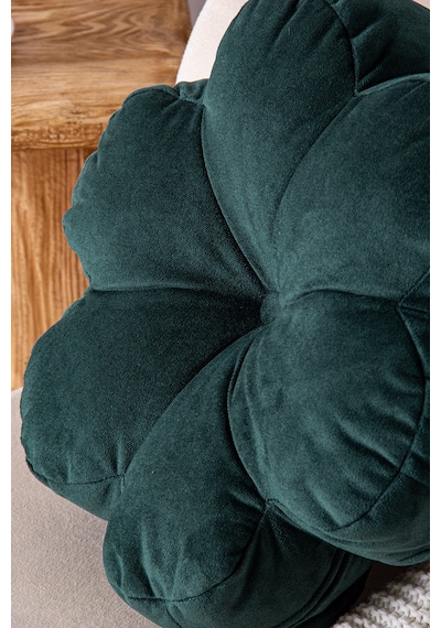 Papatya Bloom Dekoratif Kadife Kırlent- Petrol Yeşili - 40x40 Cm Petrol Yeşili
