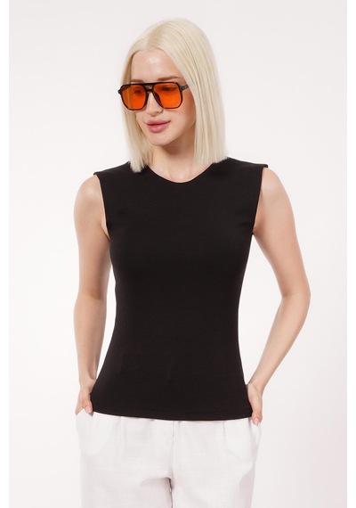 Seeh Siyah Kadın Basic Slim Fit T-shirt Sh250