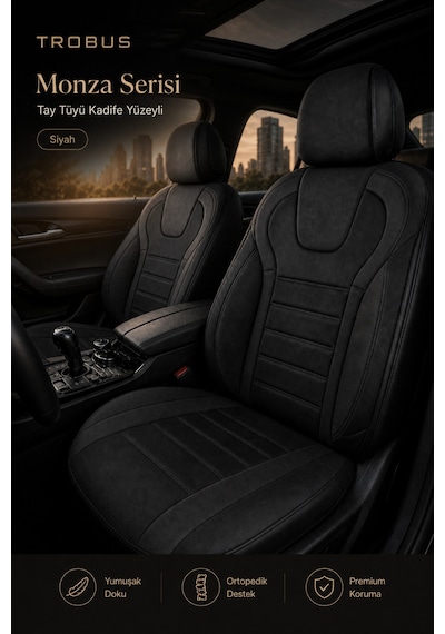 Volvo V40 2012-2019 Uyumlu Monza Serisi Siyah Oto Koltuk Kılıfı