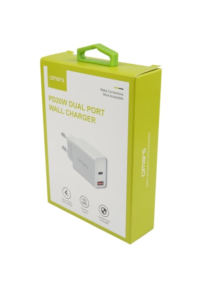Omars OMWC013E 20 W PD USB-C -USB-A Hızlı Şarj Cihazı