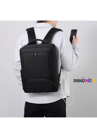 Laptop Sırt Çantası Yeni Nesil Usb Girişli Notebook Apple Uyumlu iPad Ve Günlük Eşya Taşıma Çantası Siyah Siyah