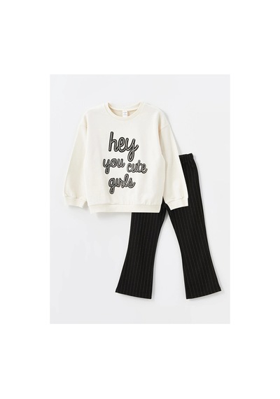 LC Waikiki Lcw Kids Ekru Bisiklet Yaka Uzun Kollu Baskılı Kız Çocuk Sweatshirt Ve Tayt 2'li Takım LC Waikiki Lcw Kids Ekru Bisiklet Yaka Uzun Kollu Baskılı Kız Çocuk Sweatshirt Ve Tayt 2'li Takım