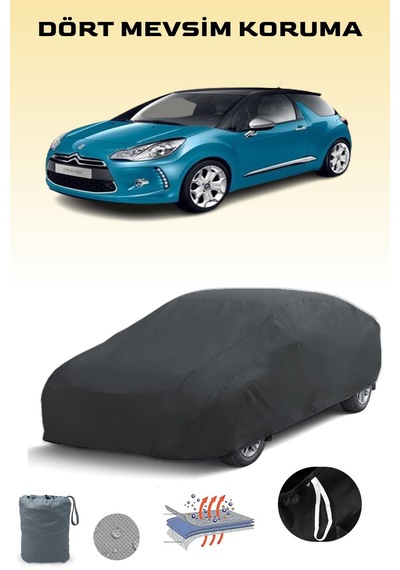 Siyah, Cıtroen Ds 3 2009 - 2014, Araba Brandası, Oto Örtüsü, Araba Çadırı Siyah