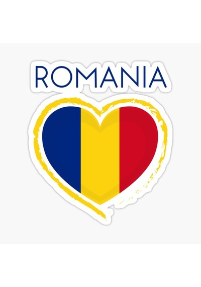 Romanya Bayrağı - Romanya Aşk Sticker Etiket 19cm