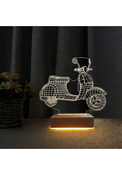 3D Ilizyon Led Lamba Scoter Motor Tasarım Gece Lambası