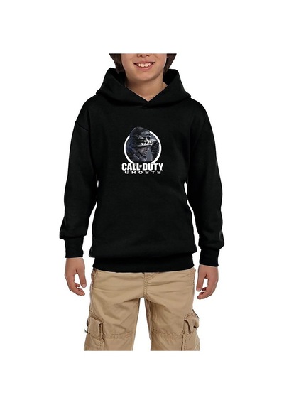 Zepplin Giyim Call Of Duty Ghosts Text Siyah Çocuk Kapşonlu Sweatshirt
