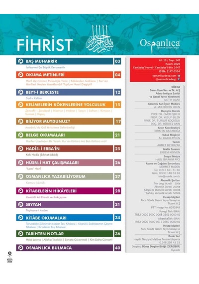 Kasım 2025 Osmanlıca Dergisi