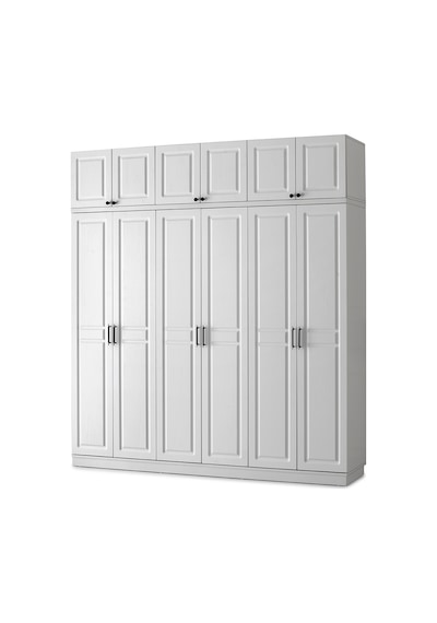 GuneyStore Sport 6 Kapaklı Komple MDF Yüklüklü Beyaz Gardırop