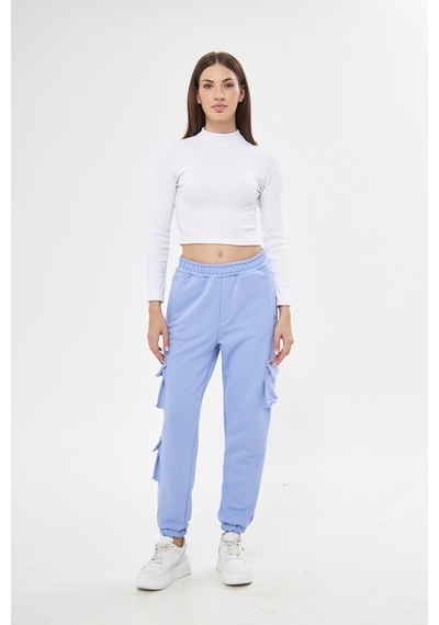 Unisex Regular Cepli Kargo Pantolon - Eşofman Altı Mavi