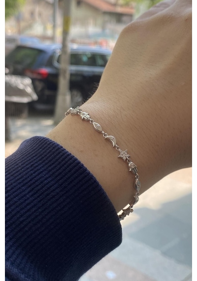 Gümüş Ay Göz Yıldız Ve El Model Taşlı Bileklik Cm46e42d98 Diğer