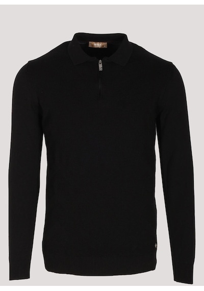 Erkek Polo Yaka Triko Siyah Slim Fit Yarım Fermuarlı Balık Sırt Desenli Pamuklu Kazak Ncs Jeans 3006-siyah Siyah Erkek Polo Yaka Triko Siyah Slim Fit Yarım Fermuarlı Balık Sırt Desenli Pamuklu Kazak Ncs Jeans 3006-siyah Siyah