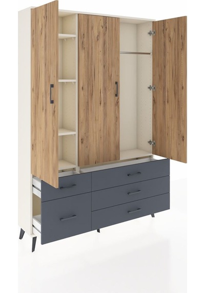 Arges Dolap 5 Raflı 5 Çekmeceli Tek Askılı 132x30x195 Aytaşı-çam/antrasit Atlas Çam/antrasıt Arges Dolap 5 Raflı 5 Çekmeceli Tek Askılı 132x30x195 Aytaşı-çam/antrasit Atlas Çam/antrasıt