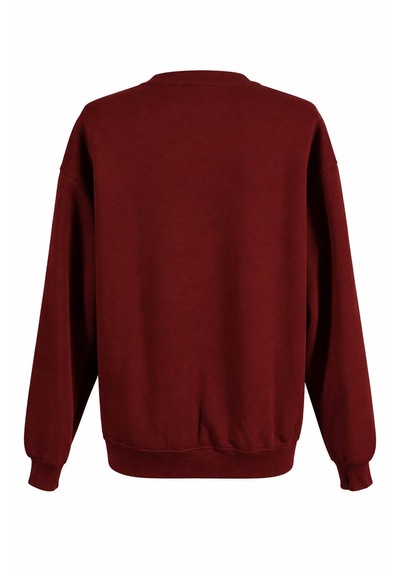 Trender O Yaka 3 İp Biyeli Vişne Kadın Sweatshirt 27kdt1000015